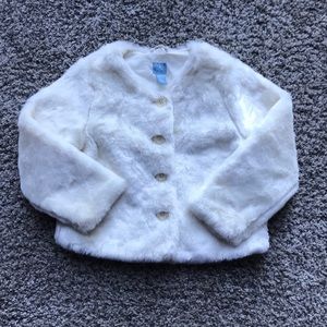 GAP kids white faux Fur bottom coat